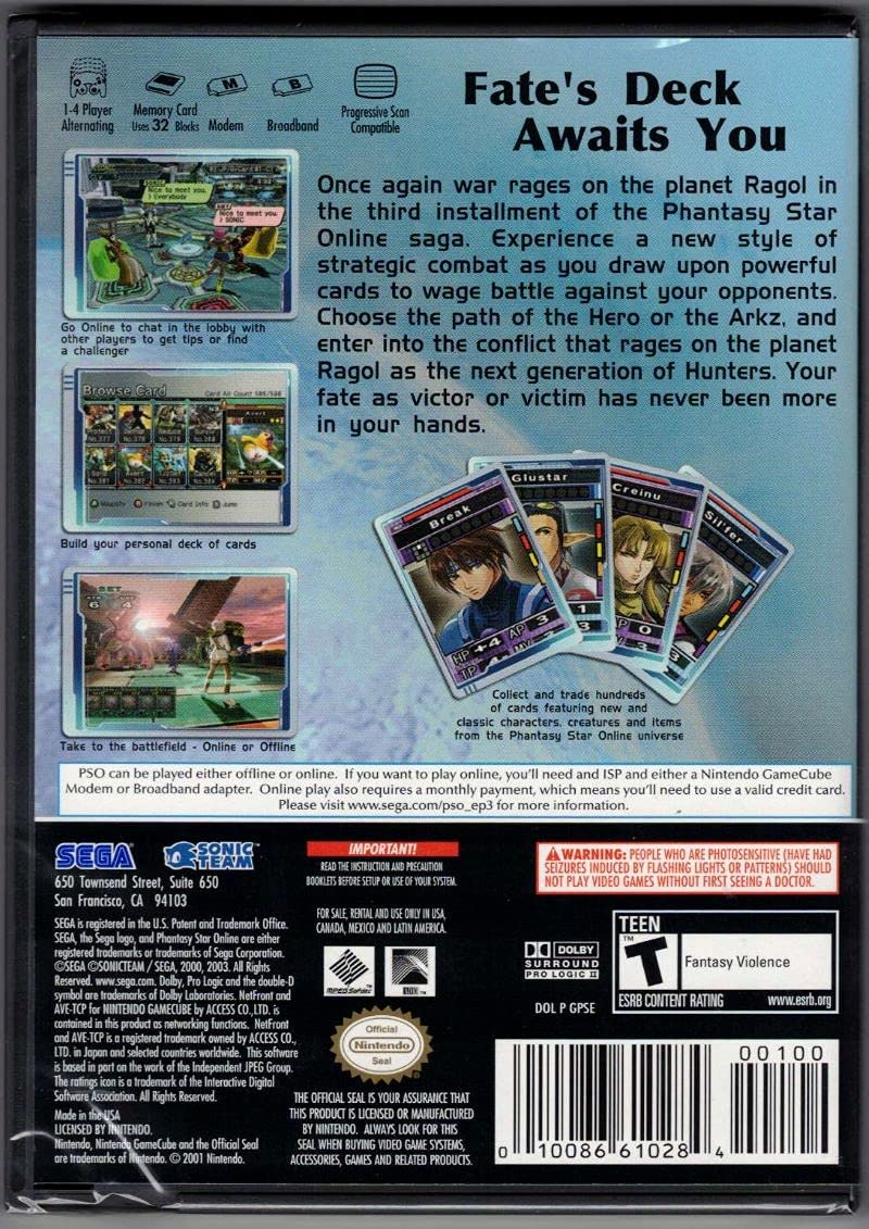 Amazon.com: Phantasy Star Online 3 Card Rev. - Gamecube : Video Games